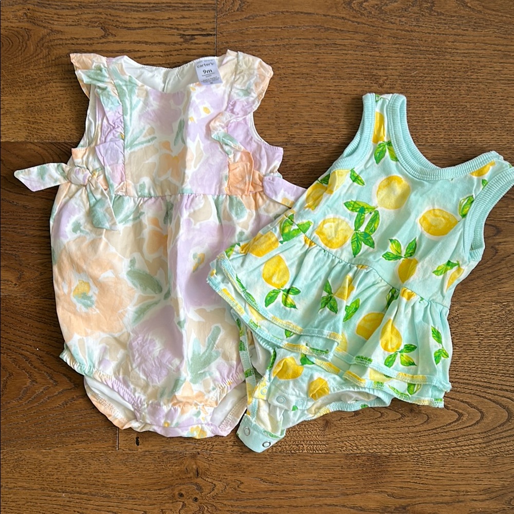 Carter's Pastel and Lemon Print One Pieces